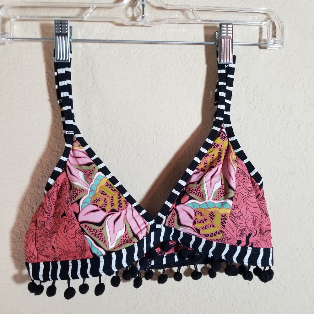 Social Angel Bikini Top Black Pom Poms 6